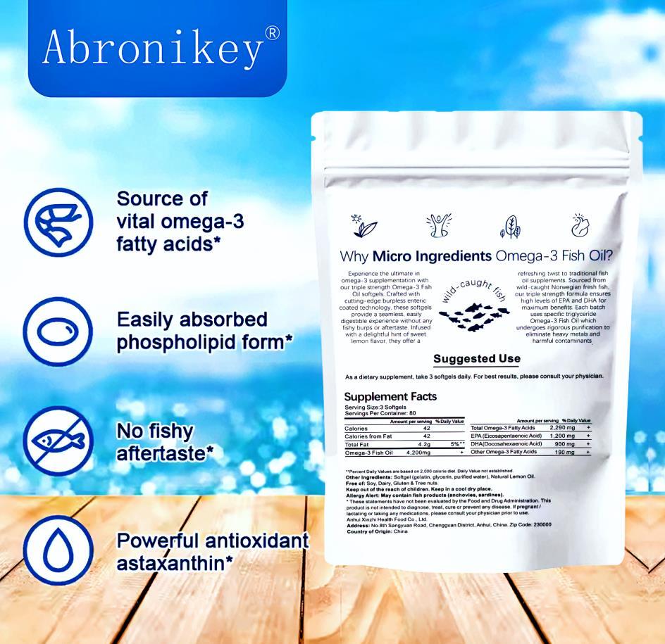 Abronikey Triple Strength 3 Fish Oil Supplements 4200mg Per Serving SELFLOVECLUB