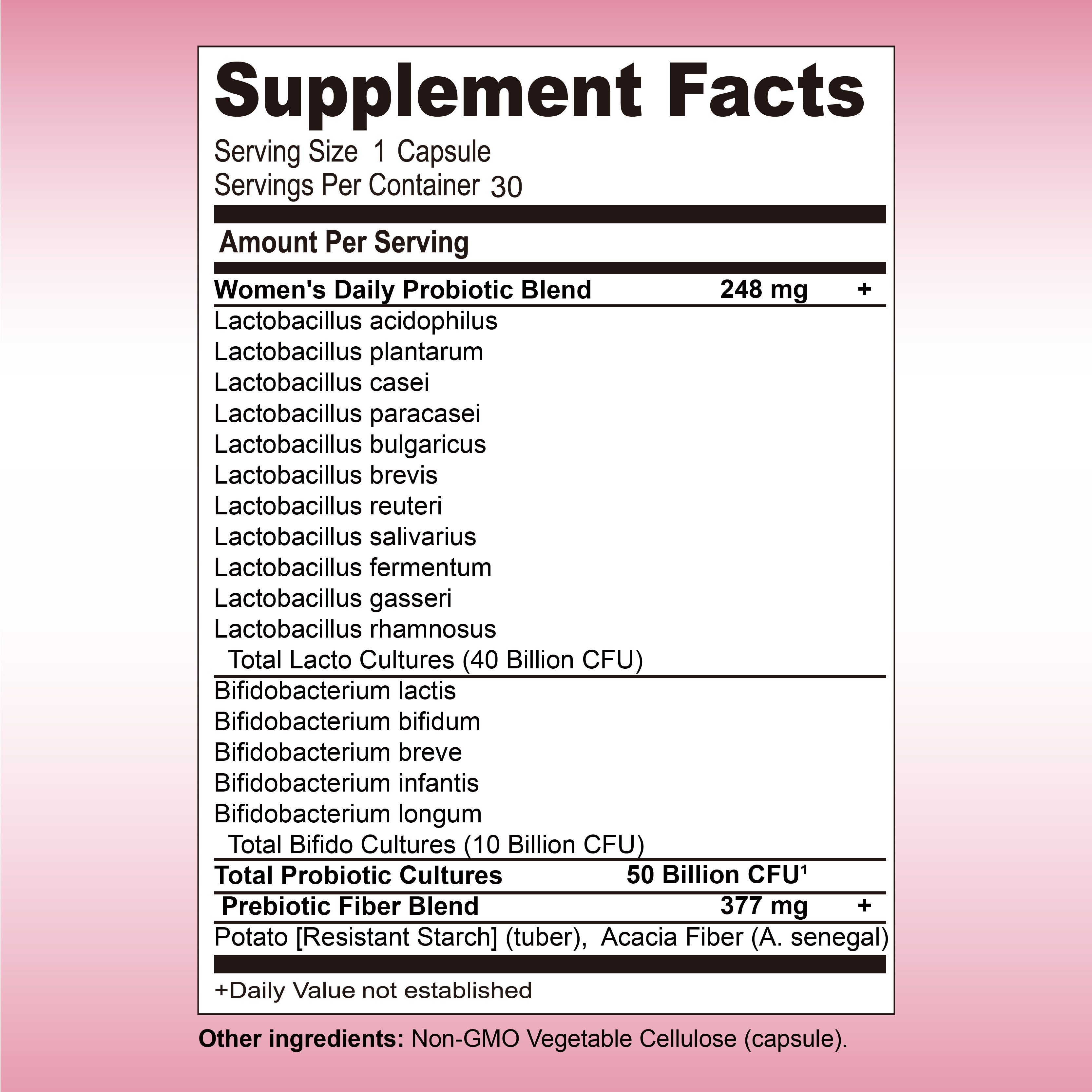 Once Daily Probiotics For Women 50 Billion CFU 16 Probiotic Strains With Organic Prebiotics For Digestive, Vaginal & Immune Health, Dairy Free, Shelf Stable 30 Capsules SELFLOVECLUB