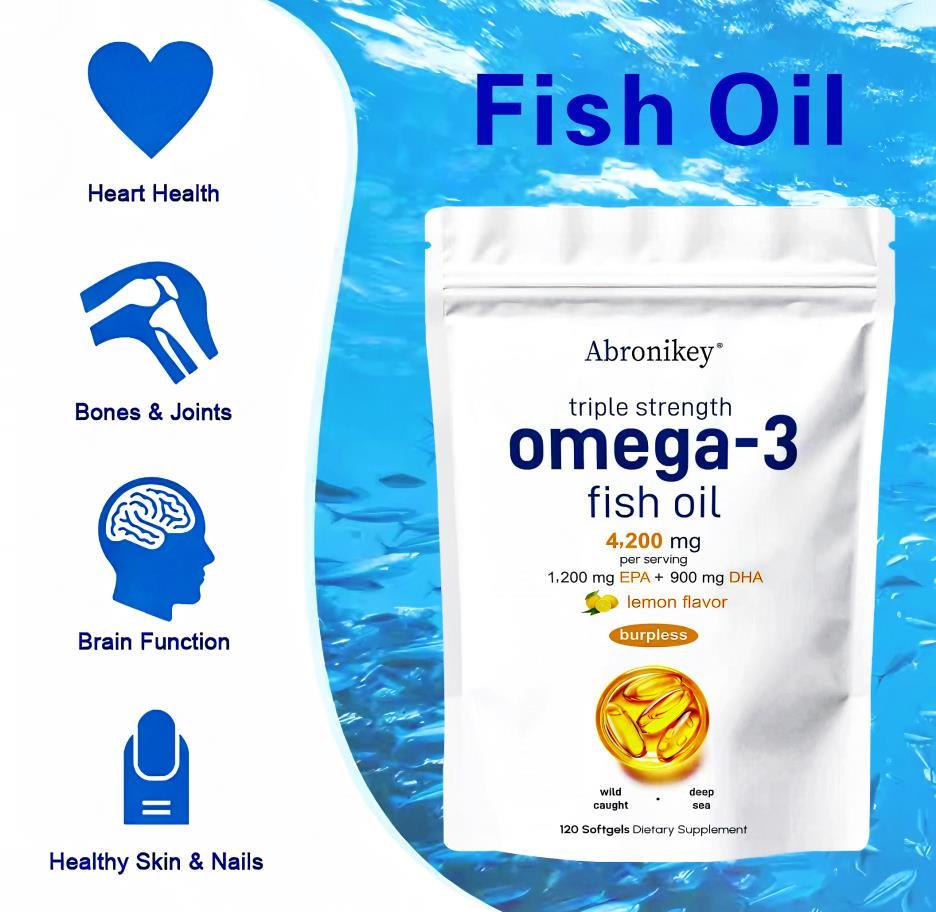 Abronikey Triple Strength 3 Fish Oil Supplements 4200mg Per Serving SELFLOVECLUB