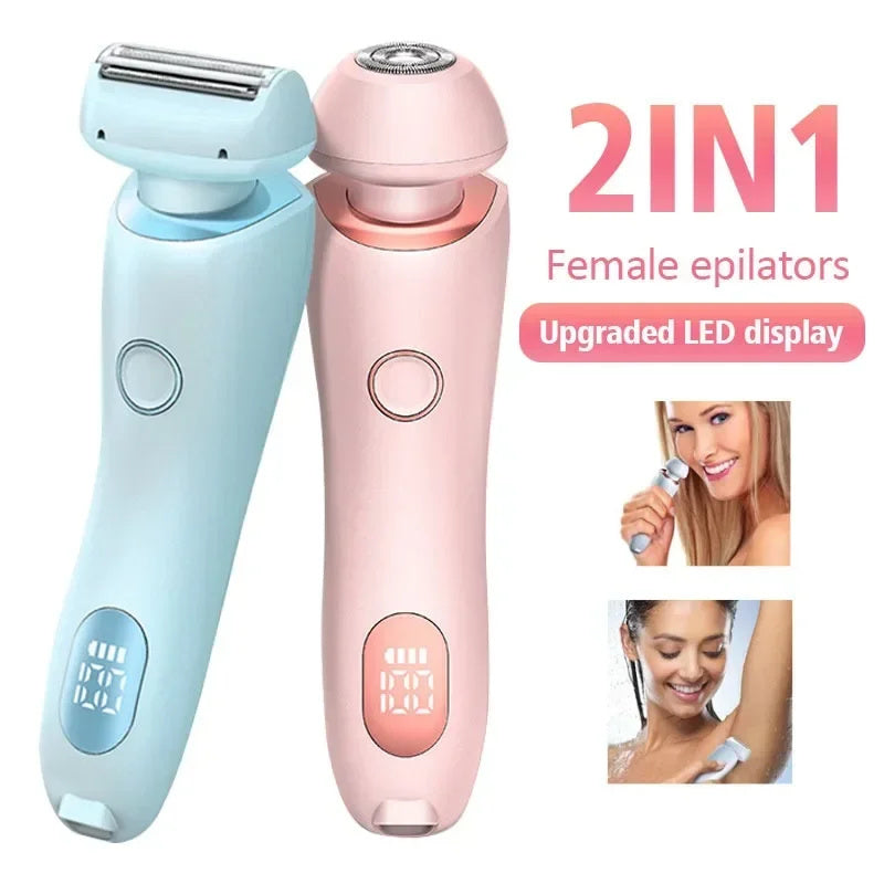 2 In 1 Hair Removal Epilator USB Rechargeable Trimmer Women Body Razor Face Leg Armpit Bikini Hand Pubic Shaver Hair Remover SELFLOVECLUB