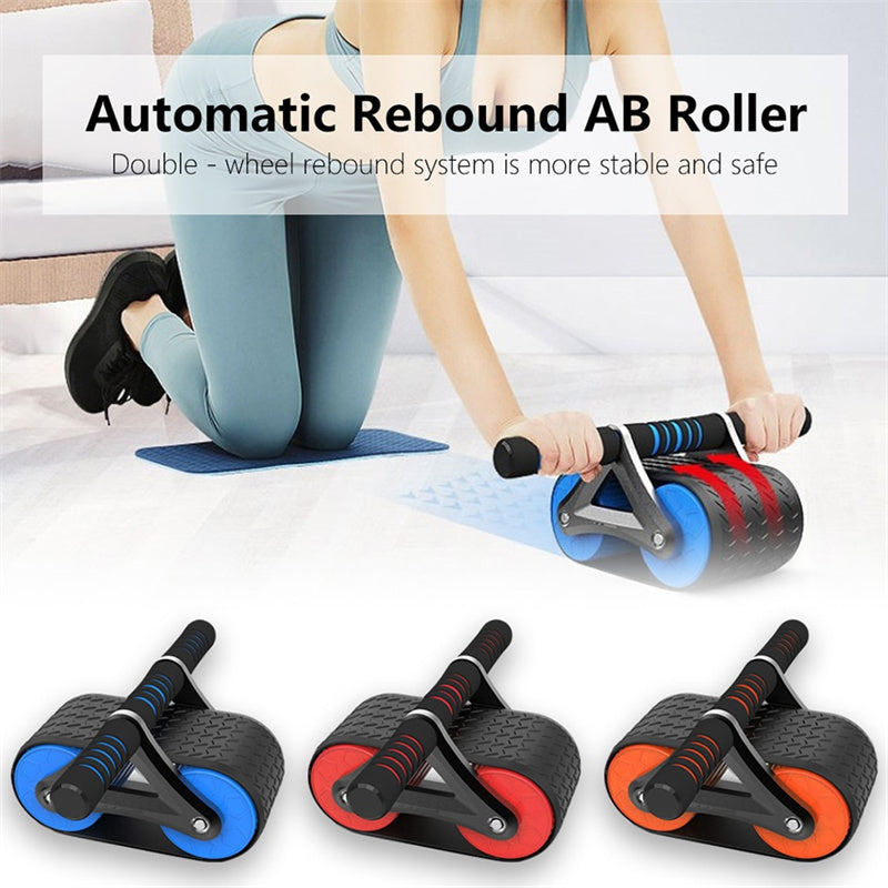 Double Wheel Abdominal Exerciser Women Men Automatic Rebound Ab Wheel Roller Waist Trainer Gym Sports Home Exercise Devices SELFLOVECLUB