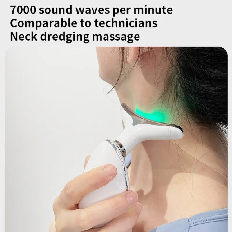 Neck Face Beauty Device Colorful LED Photon Therapy Skin Tighten Reduce Double Chin Anti Wrinkle Remove Lifting Massager SELFLOVECLUB