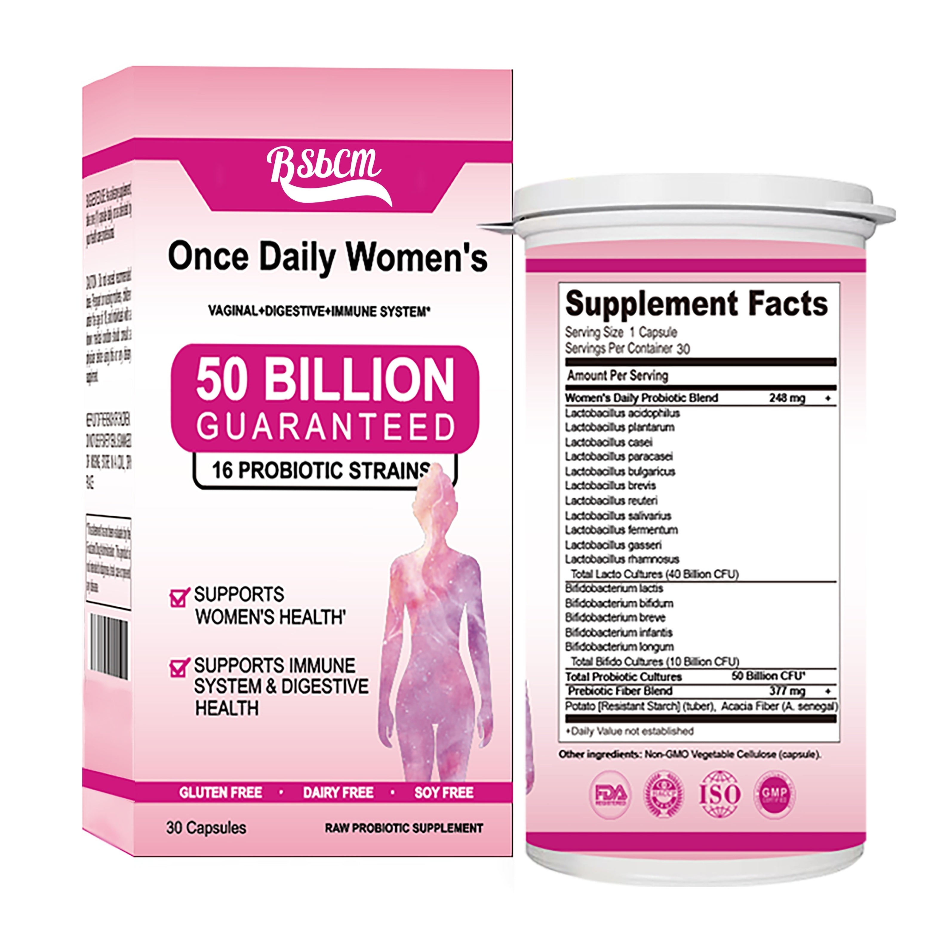 Once Daily Probiotics For Women 50 Billion CFU 16 Probiotic Strains With Organic Prebiotics For Digestive, Vaginal &amp; Immune Health, Dairy Free, Shelf Stable 30 Capsules SELFLOVECLUB